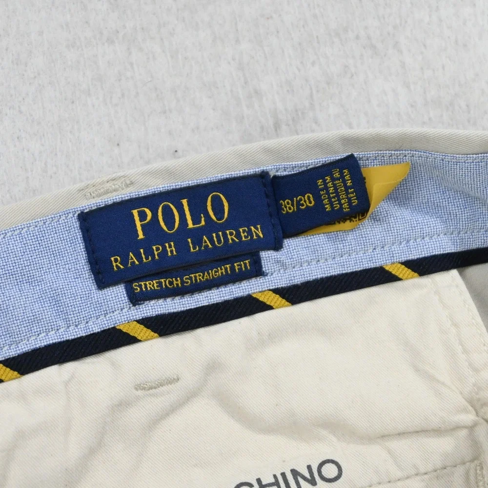 Polo Ralph‎ Lauren Chino Mens 38x30 Stretch Straight Fit Khaki Tan Pants